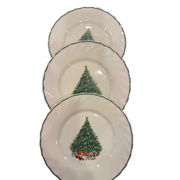 The House Of Salem Other - Noel Porcelle The House Of Salem 7.5" Plate Christmas Tree Holiday Set Of 3